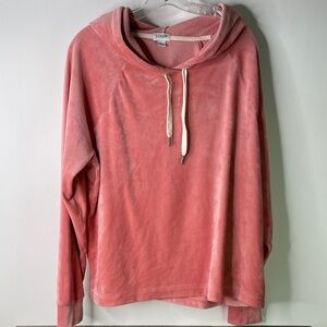 J. Crew Dusty Pink Velvet Pullover Hoodie Women’s Size Large- 1397